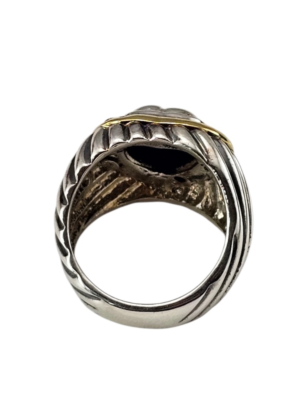 David Yurman Sterling Silver & 18K/14K Gold Diamond Heart Ring Size 6 #24619 - Picture 5 of 9